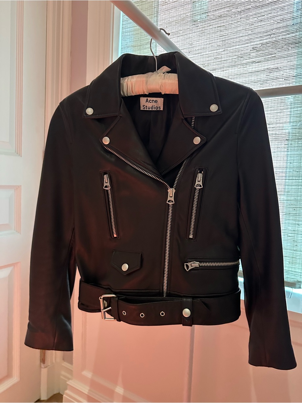 Acne Black Leather Biker Jacket size S